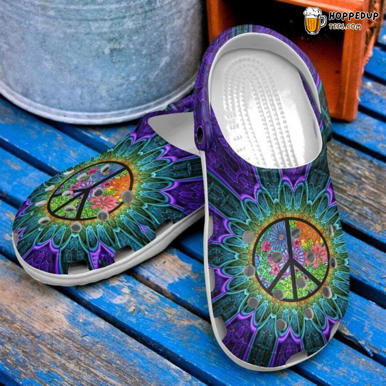 Hippie Soul Themed Classic Comfortable Clogs Shoes Unique Bohemian Style