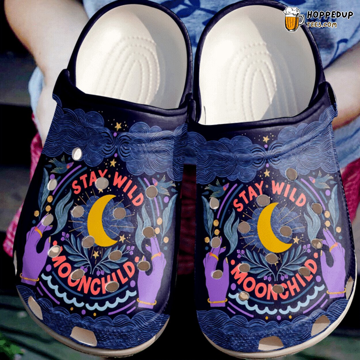 Hippie Stay Wild Themed Comfortable Unique Classic Clog Shoes