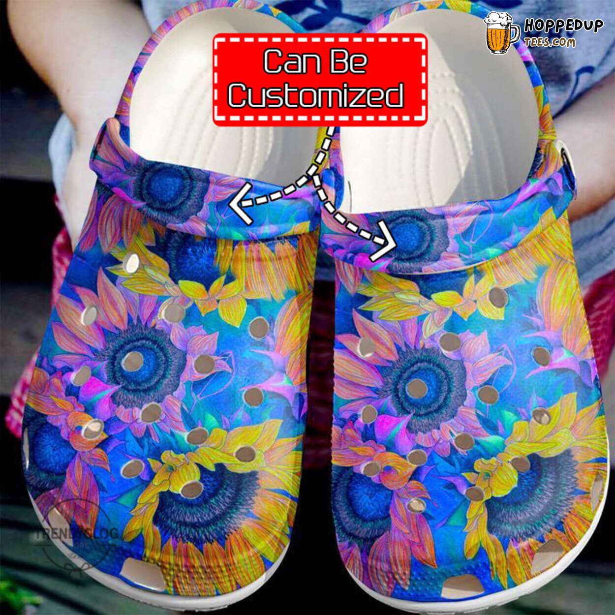 Hippie Sunflower Colorful Themed Comfortable Stylish Clog Shoes