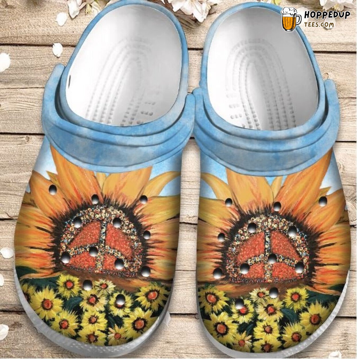 Hippie Sunflower Garden Theme Shoes Clogs Kids Unique Floral Inspired Gift