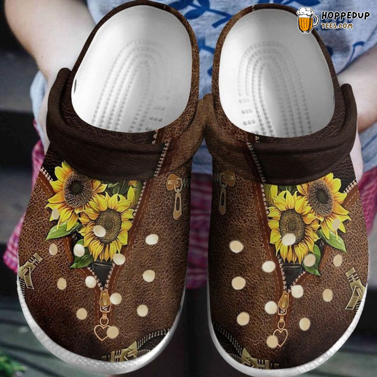 Hippie Sunflower Lover Theme Comfortable Clog Shoes Bohemian Style Design
