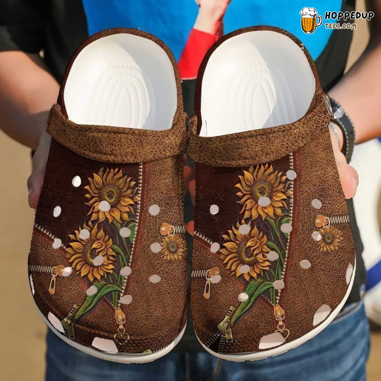 Hippie Sunflower Lover Theme Comfortable Clog Shoes Unique Bohemian Style