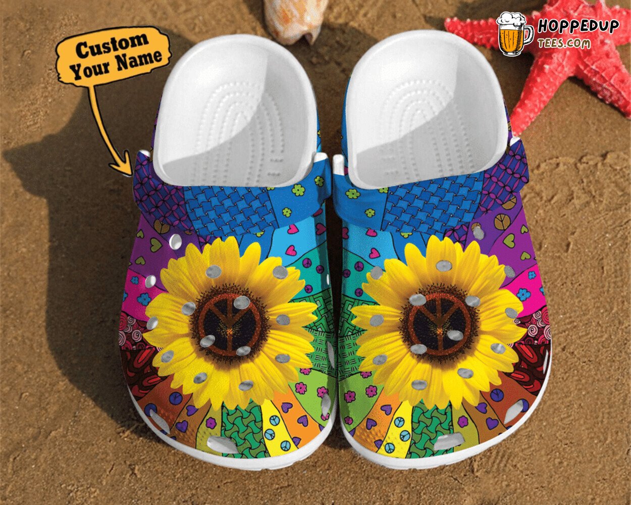 Hippie Sunflower Pattern Girl Classic Style Birthday Clog Shoes Comfort Wear