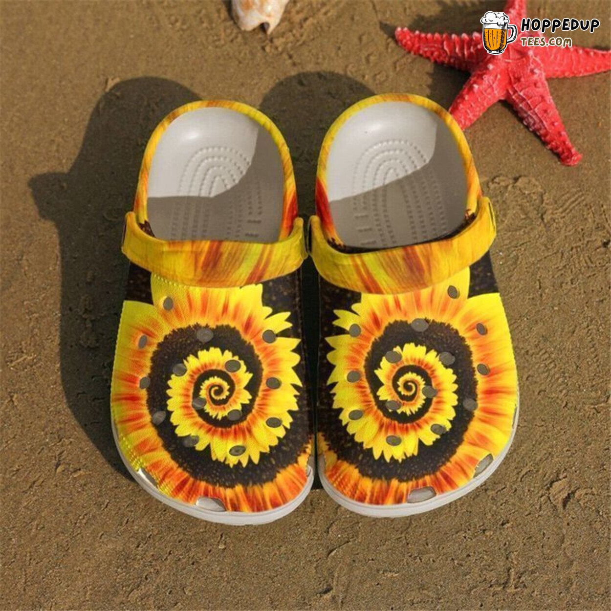 Hippie Sunflower Theme Classic Comfortable Clogs Shoes Unique Floral Gift