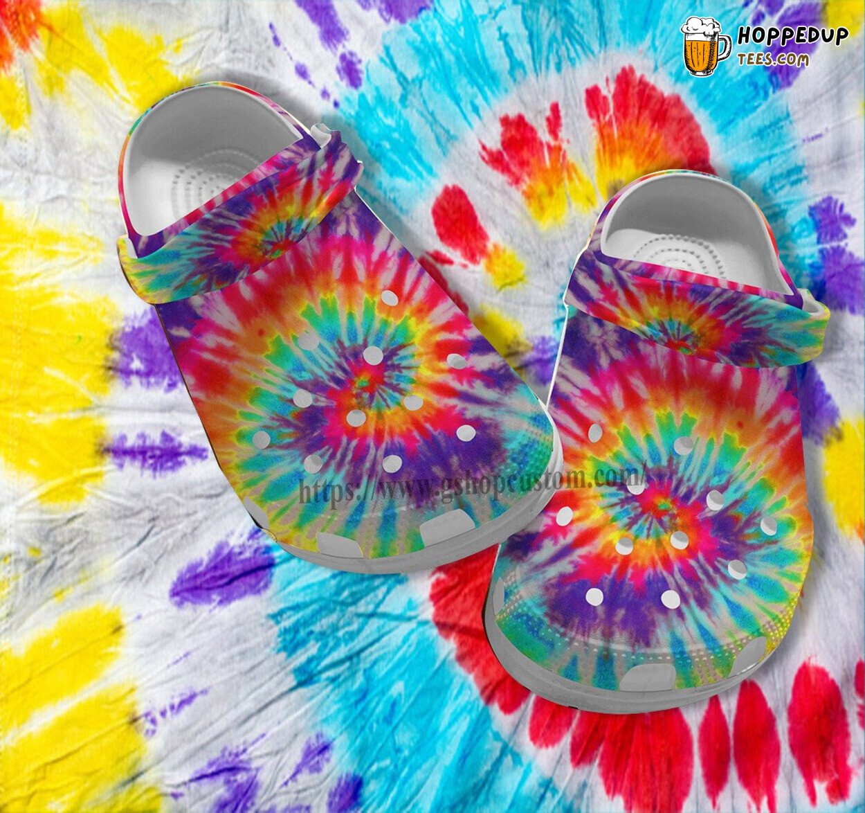 Hippie Tie Dye Croc Rainbow Shoes Customize Birthday Gift Unique