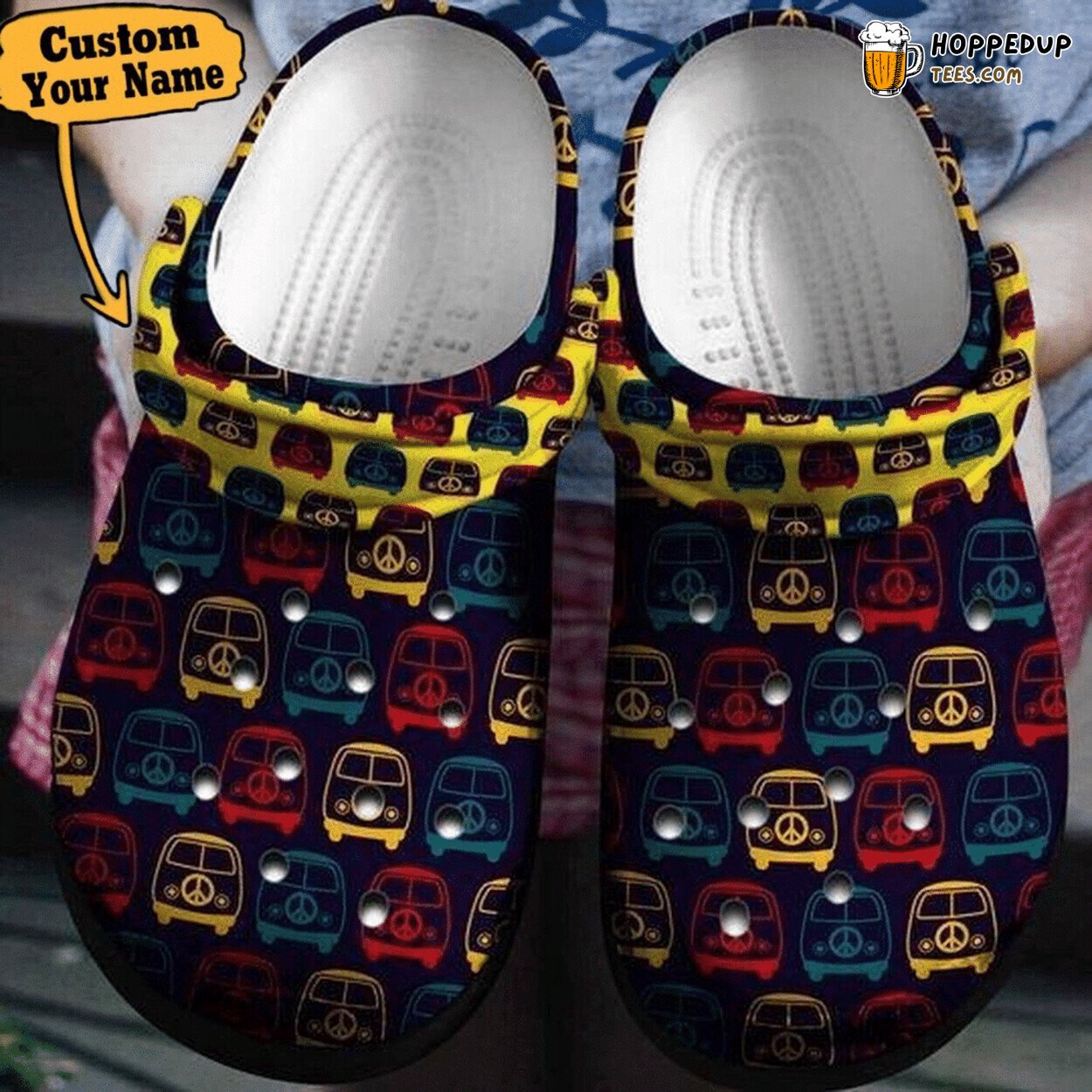 Hippie Vintage Mini Van Personalized Comfortable Clogs Vibrant Design
