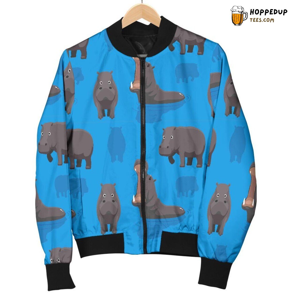 Hippo in Nature Men’s Bomber Jacket Unique Essence Pattern Display Tribute