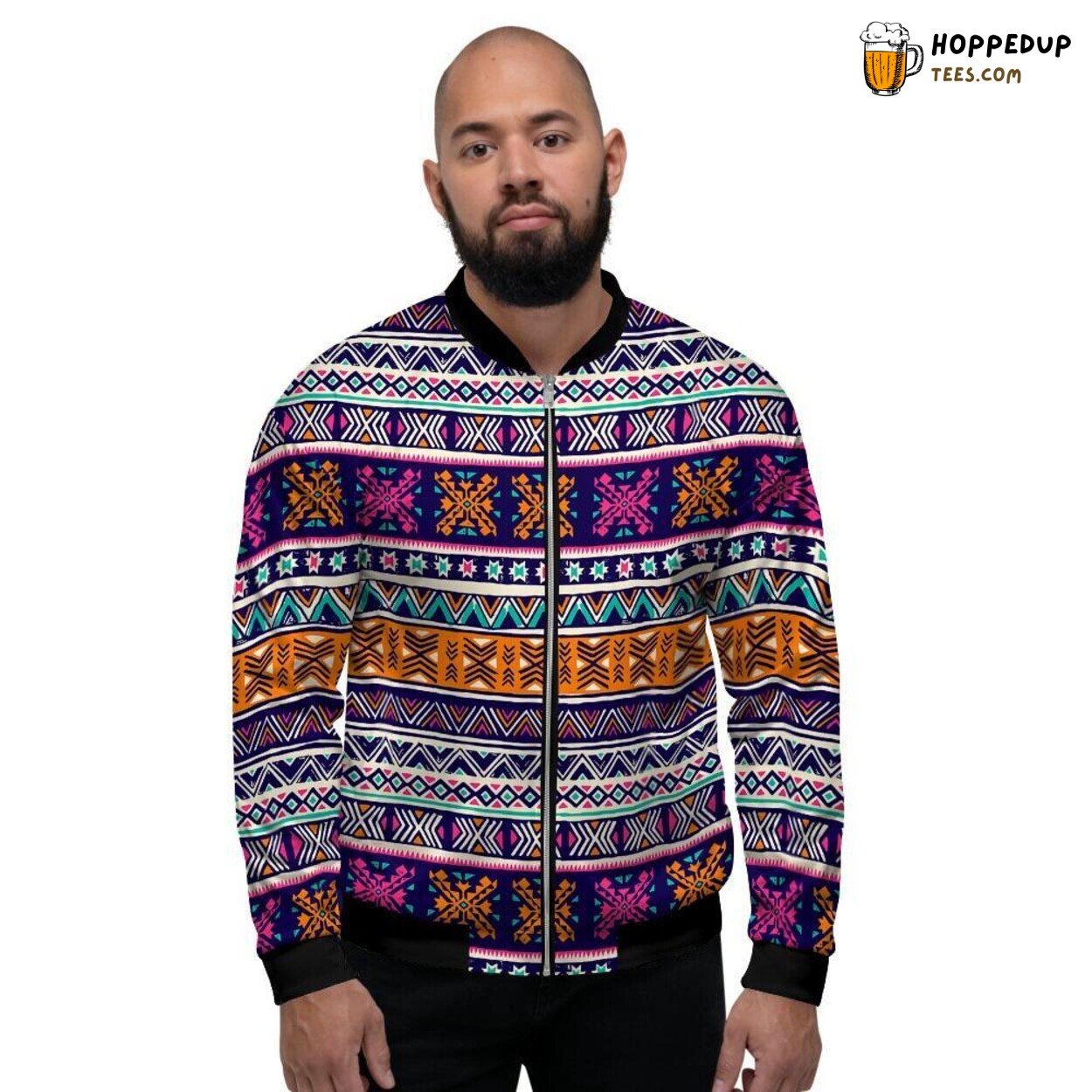 Hipster Geometric Multicolor Native Aztec Men’s Bomber Jacket Modern Tribal