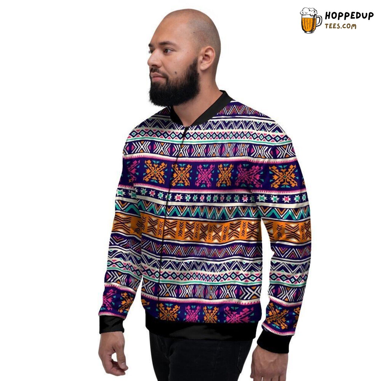Hipster Geometric Multicolor Native Aztec Men’s Bomber Jacket Modern Tribal
