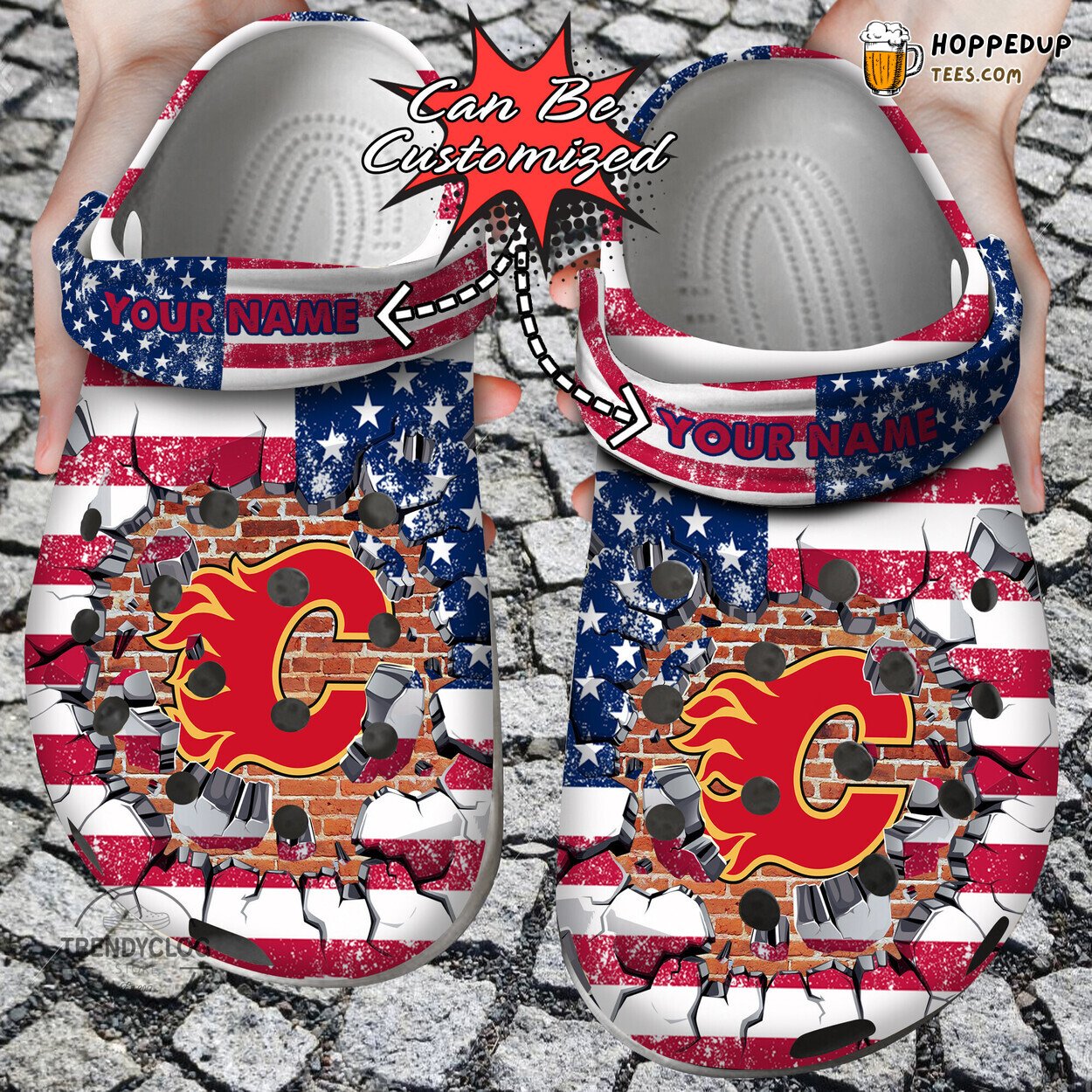 Hockey CFlames Flag Wall Breaking Personalized Unique Clog Shoes