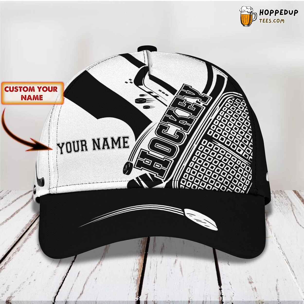 Hockey Design Classic 3D Cap Personalized Name Unique Premium Edition Look