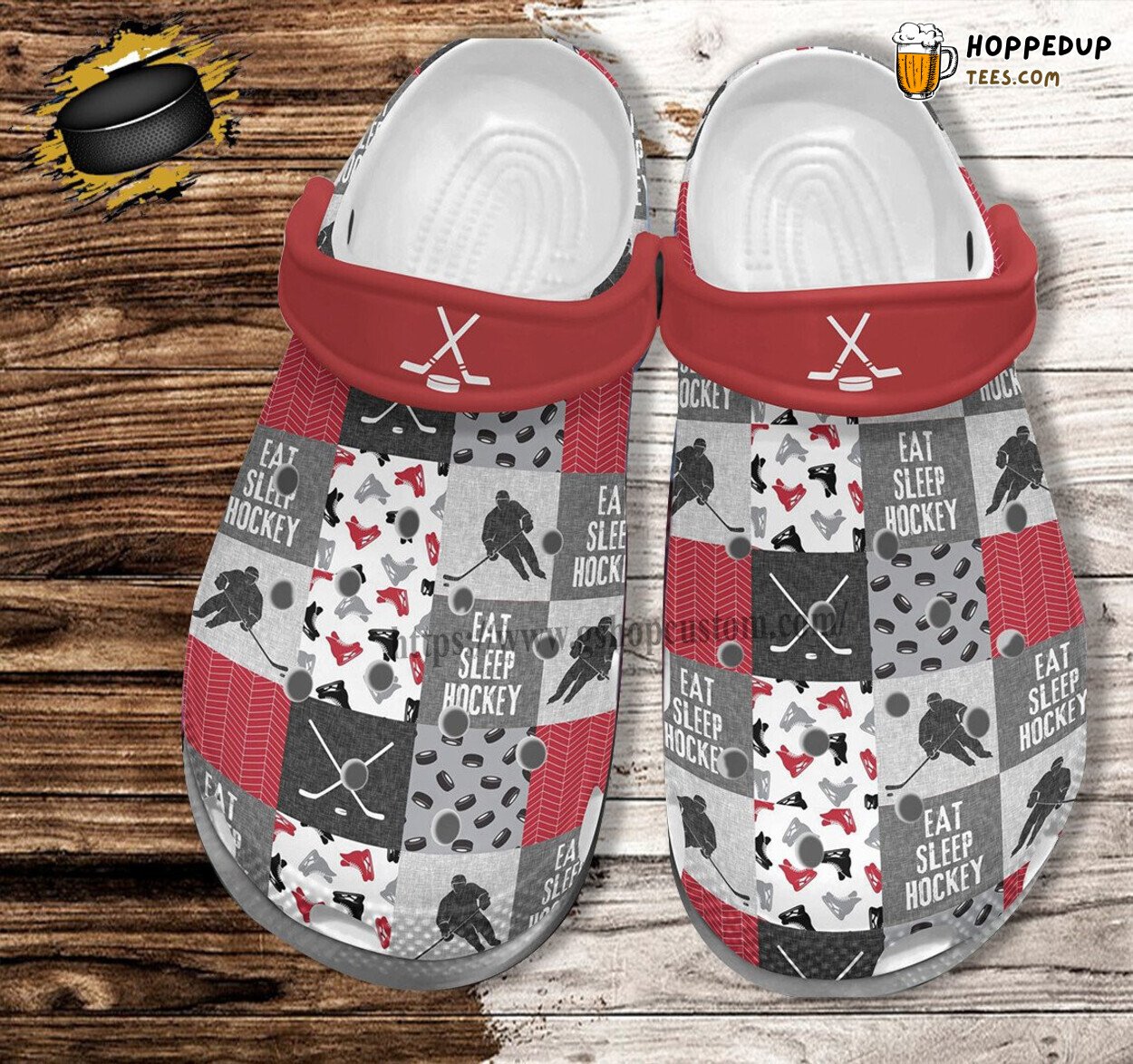 Hockey Eat Sleep Comfortable Croc Shoes Men Women Sticker Design