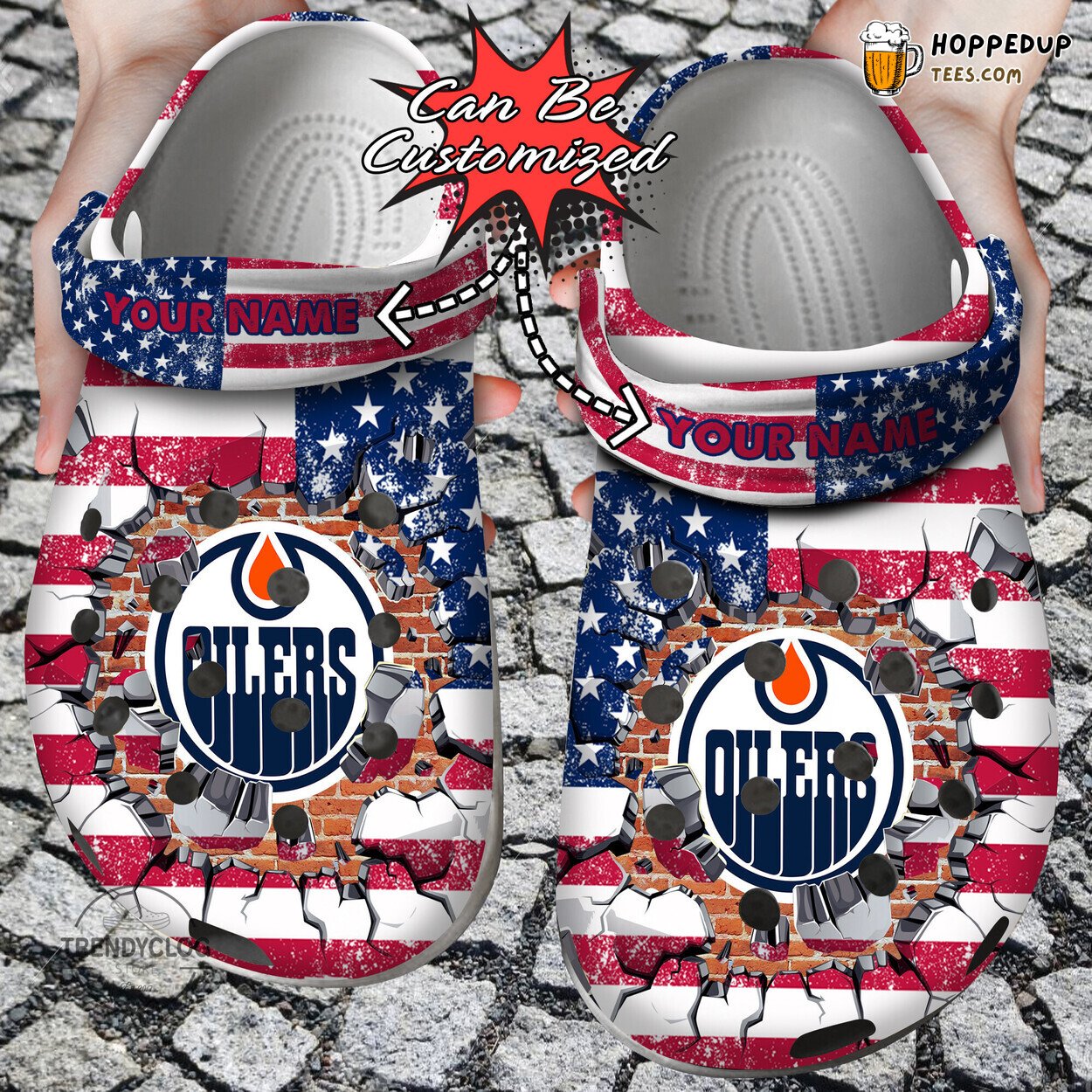 Hockey EOilers Flag Wall Breaking Personalized Comfortable Clogs