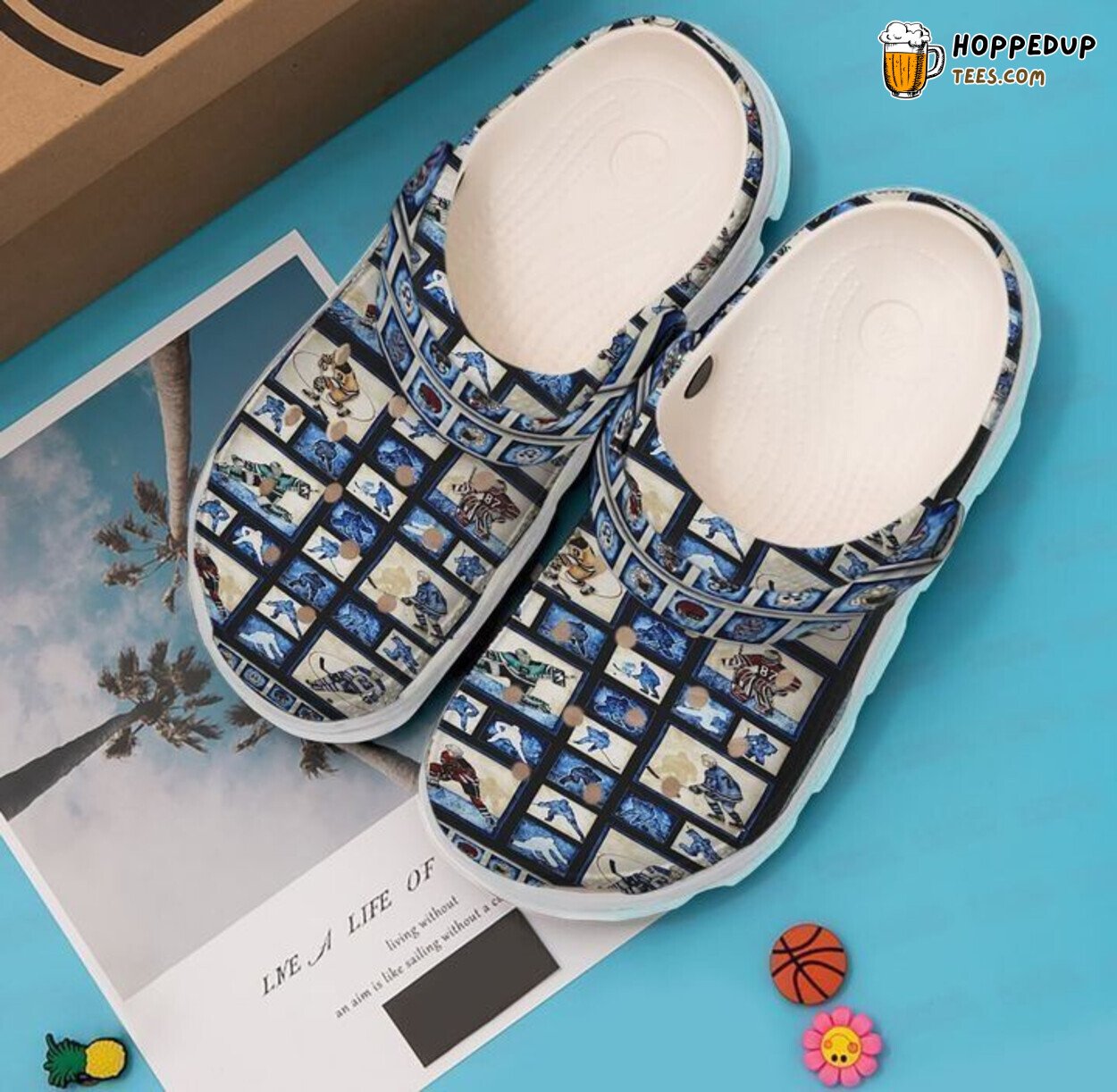 Hockey Life Theme Classic Comfortable Clogs Shoes Unique Sports Lovers