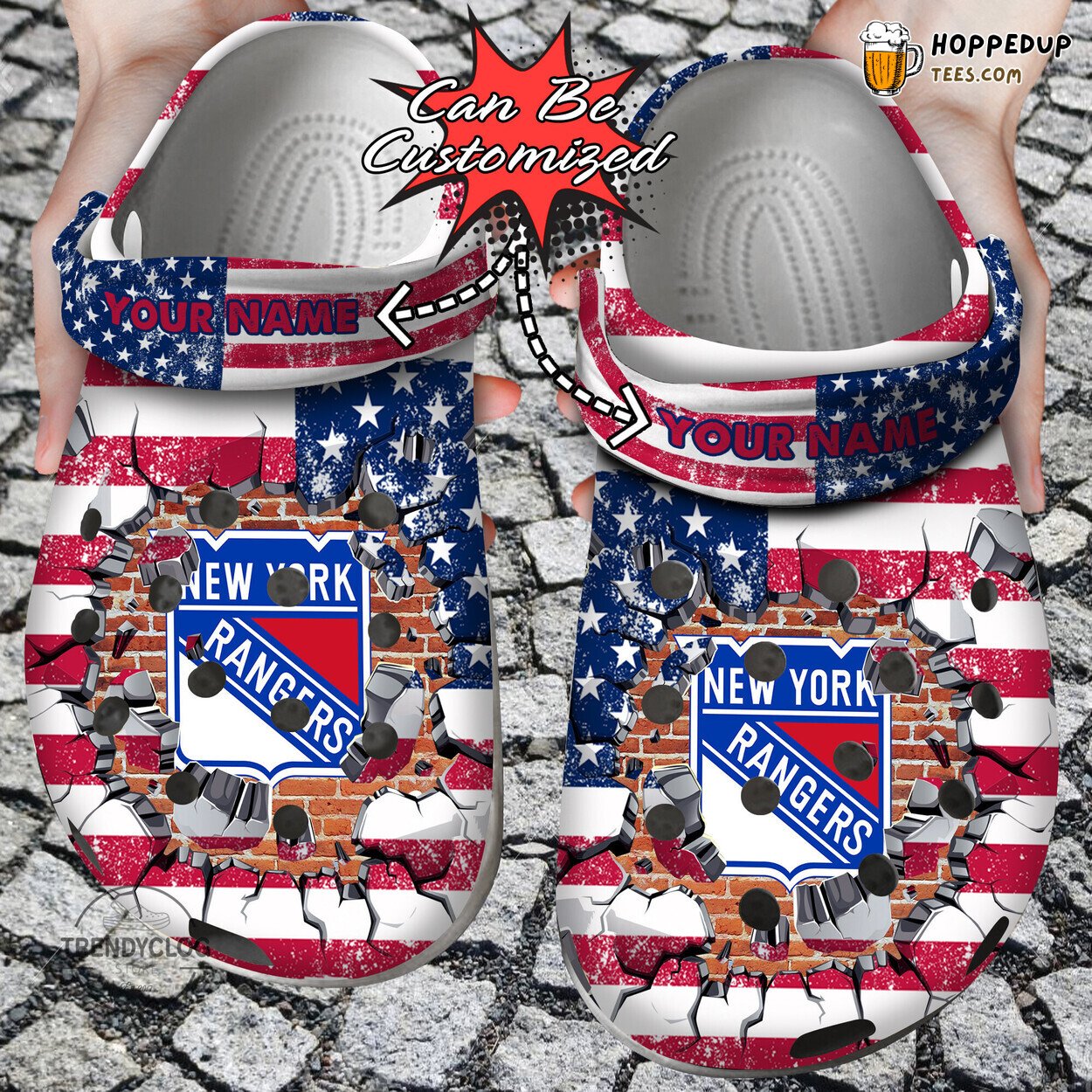 Hockey NY Rangers Flag Wall Breaking Personalized Comfortable Clogs