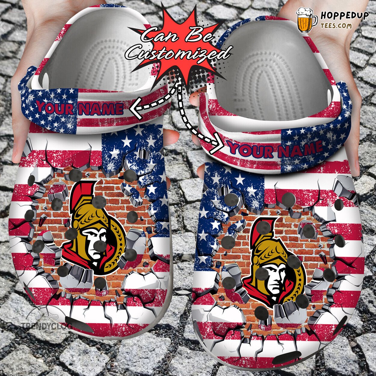 Hockey OSenators Flag Wall Breaking Personalized Clog Shoes Unique