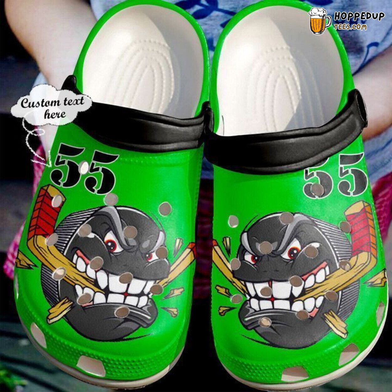 Hockey Personalized Angry Themed Durable Comfortable Clog Shoes