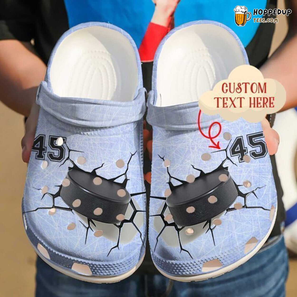 Hockey Personalized Crack Classic Comfortable Unique Clogs Shoes