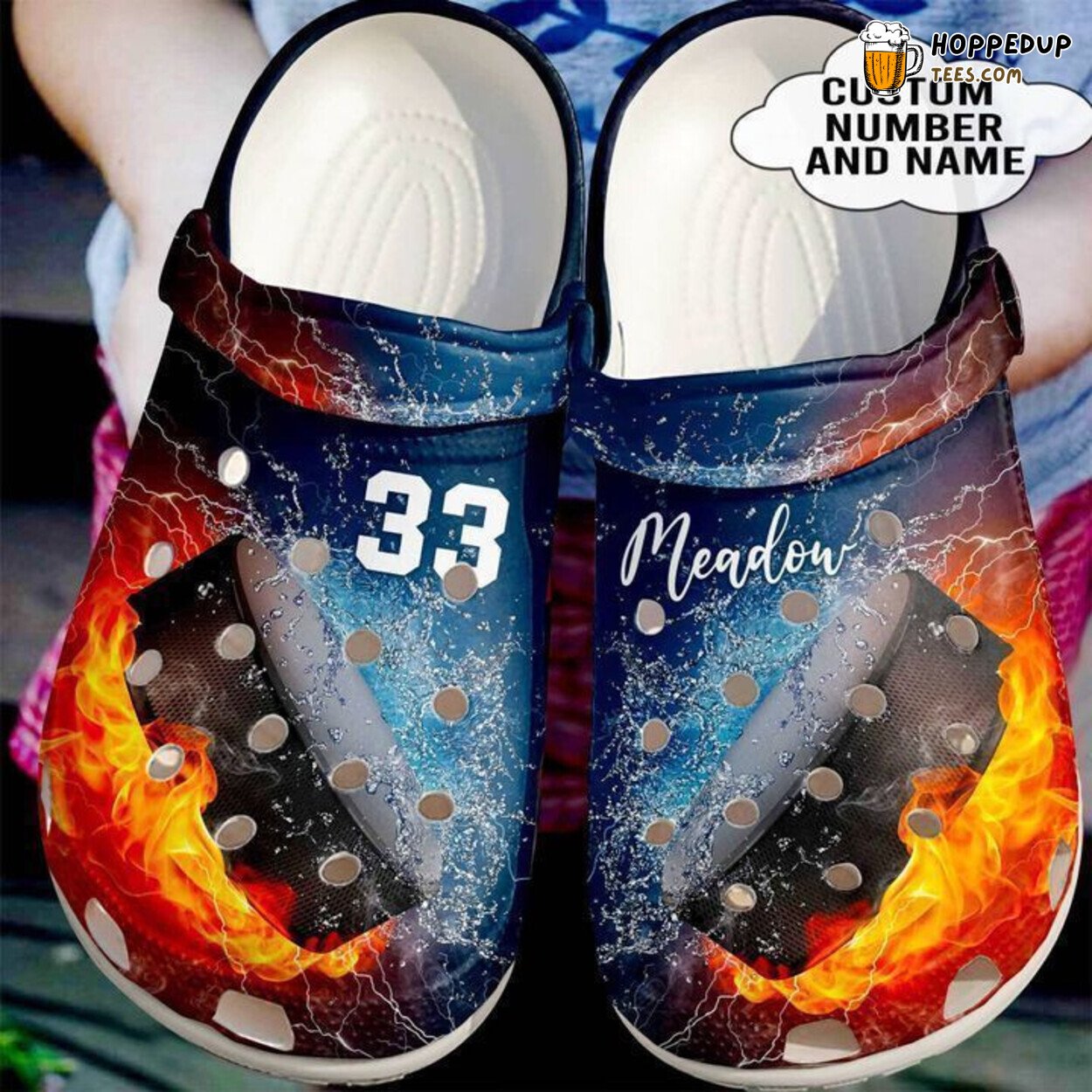 Hockey Personalized Fire Water Theme Classic Comfortable Clogs Shoes Unique