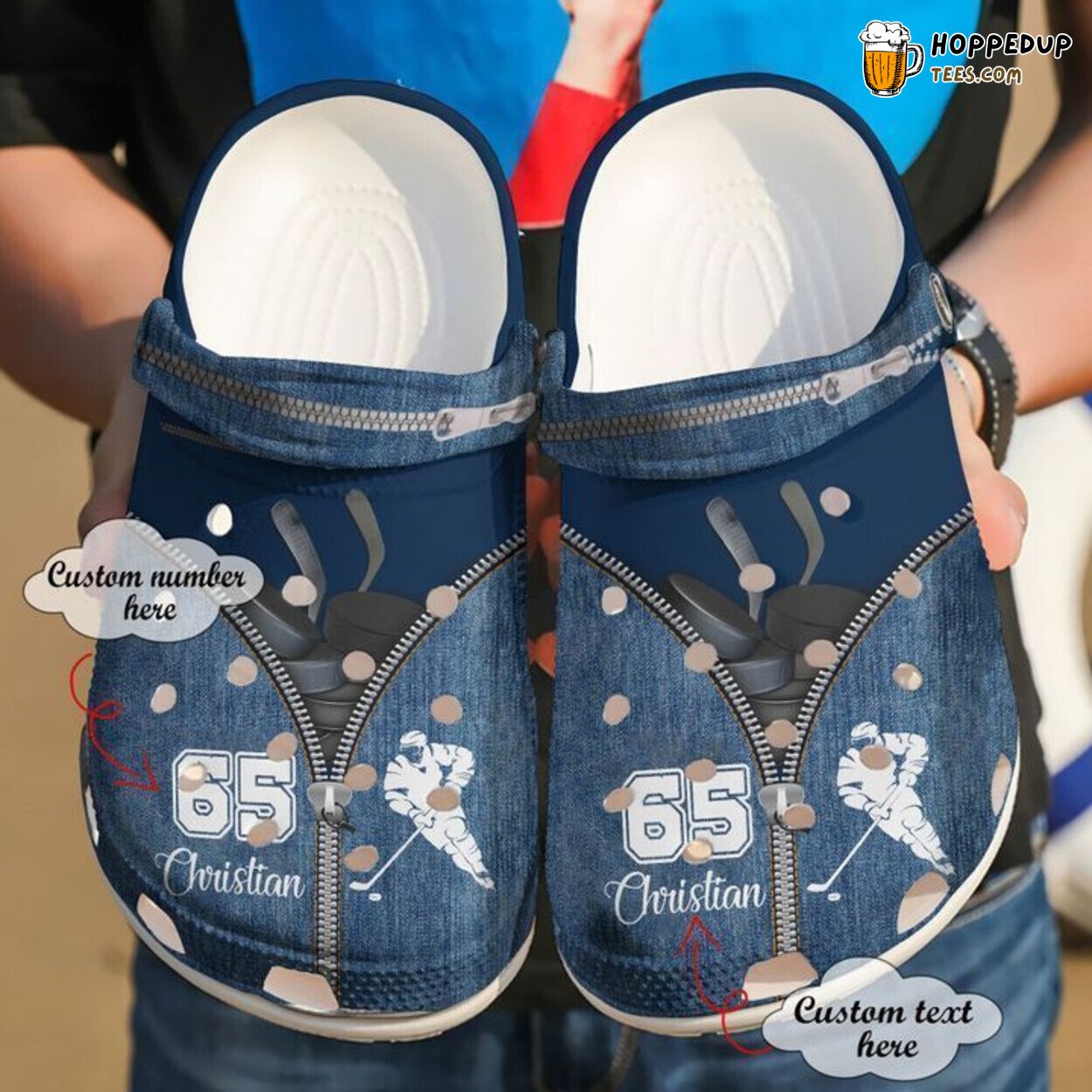 Hockey Personalized Zipper Classic Comfortable Clogs Athletic Inspired Shoes