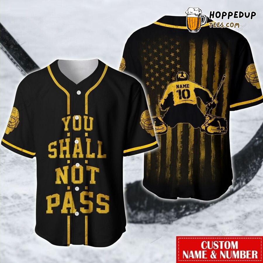 Hockey Shall Not Pass Personalized Unique Numbered Baseball Jersey