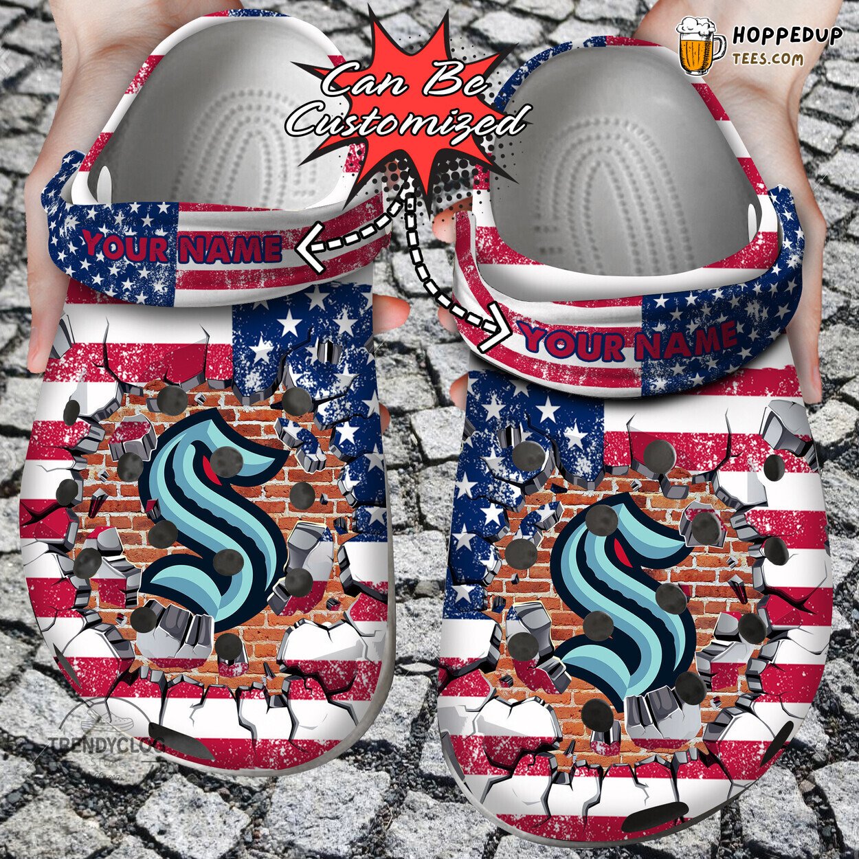 Hockey SKraken Flag Break Wall Personalized Clog Shoes Unique Design