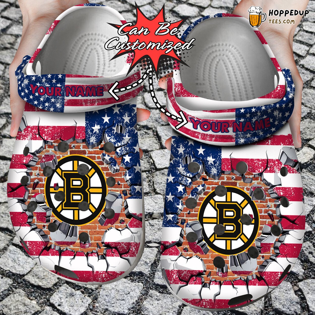 Hockey Team American Flag Wall Art Personalized Logo Clog Shoes