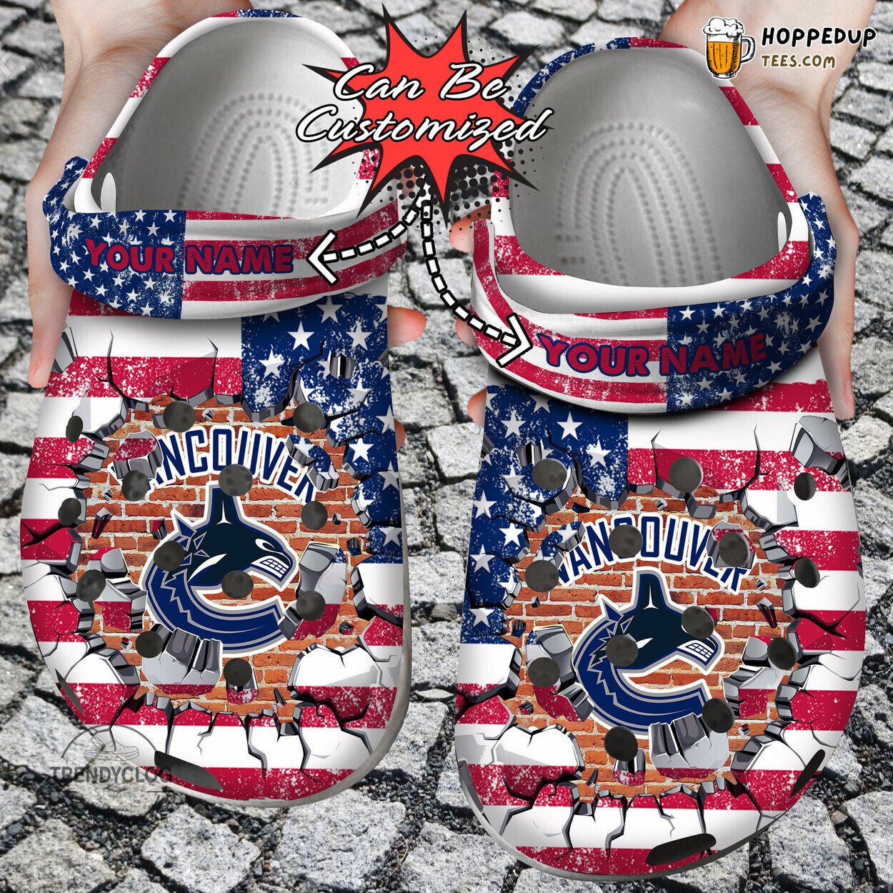 Hockey VCanucks Flag Wall Breaking Personalized Comfortable Clogs