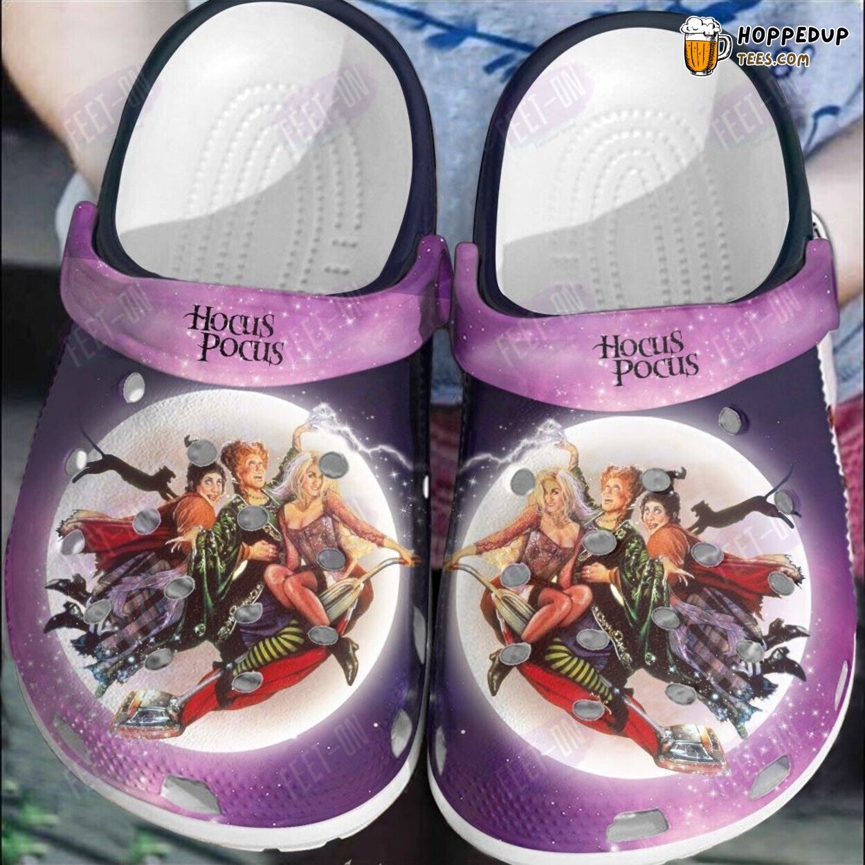 Hocus Pocus Halloween Pink Themed Clogs Shoes Comfortable Fun Design