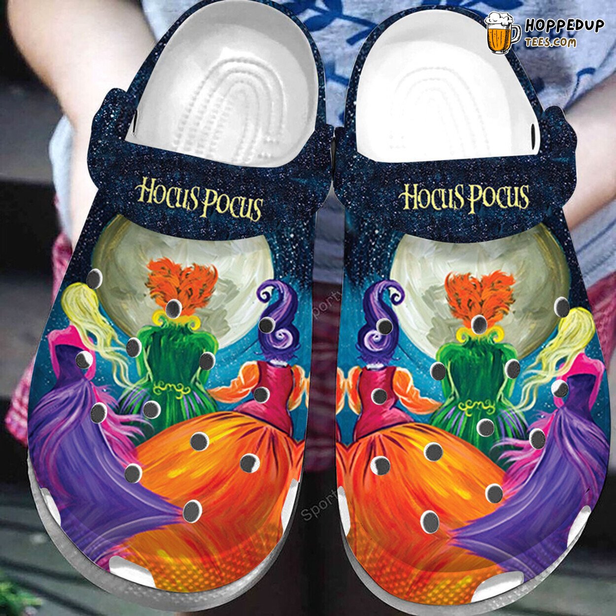 Hocus Pocus Witches Art Painting Theme Unique Clogs Shoes