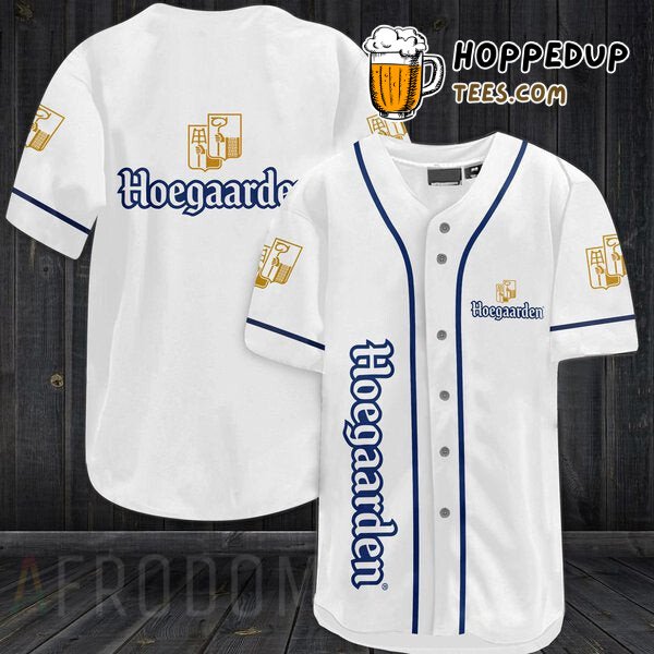Hoegaarden Beer Themed White Baseball Jersey Distinctive Unique Design Look