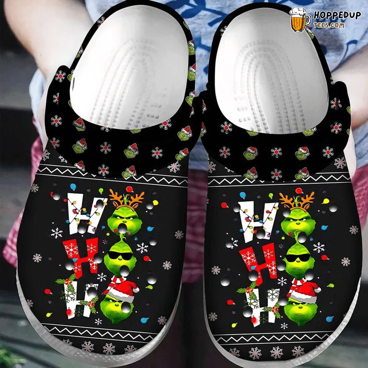 Hohoho Grinch Christmas Theme Classic Comfortable Clogs Shoes