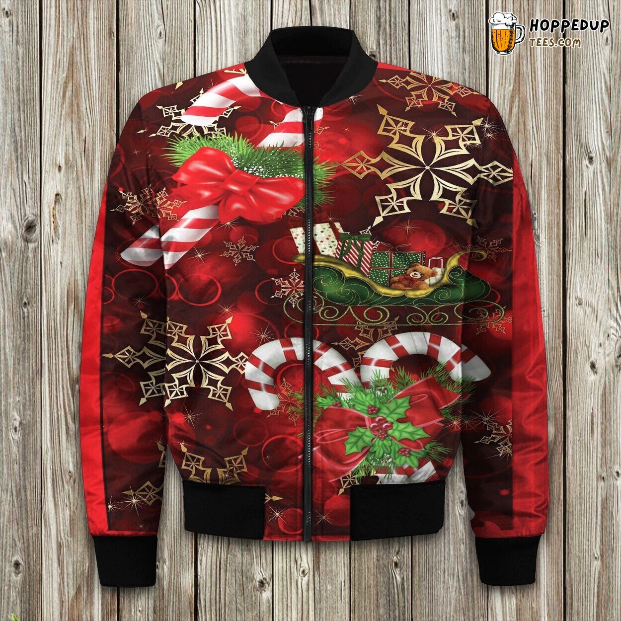 Holiday Cheer Christmas Theme Winter Bomber Jacket Festive Fashion Statement