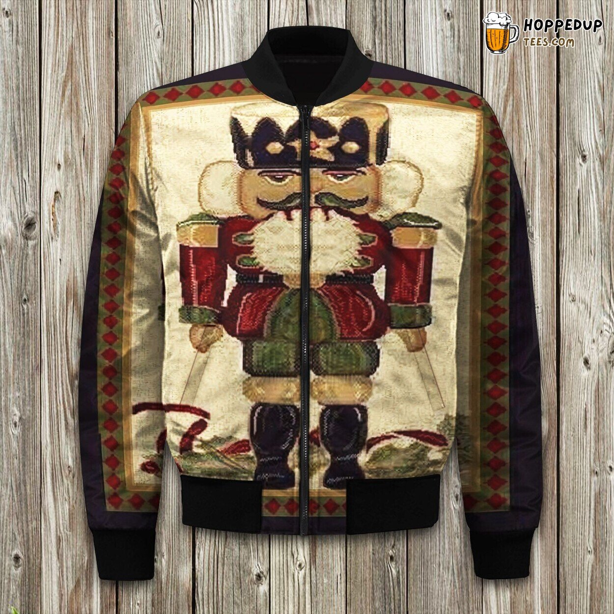 Holiday Cute Nutcracker Design Winter Bomber Jacket Festive Season Touch