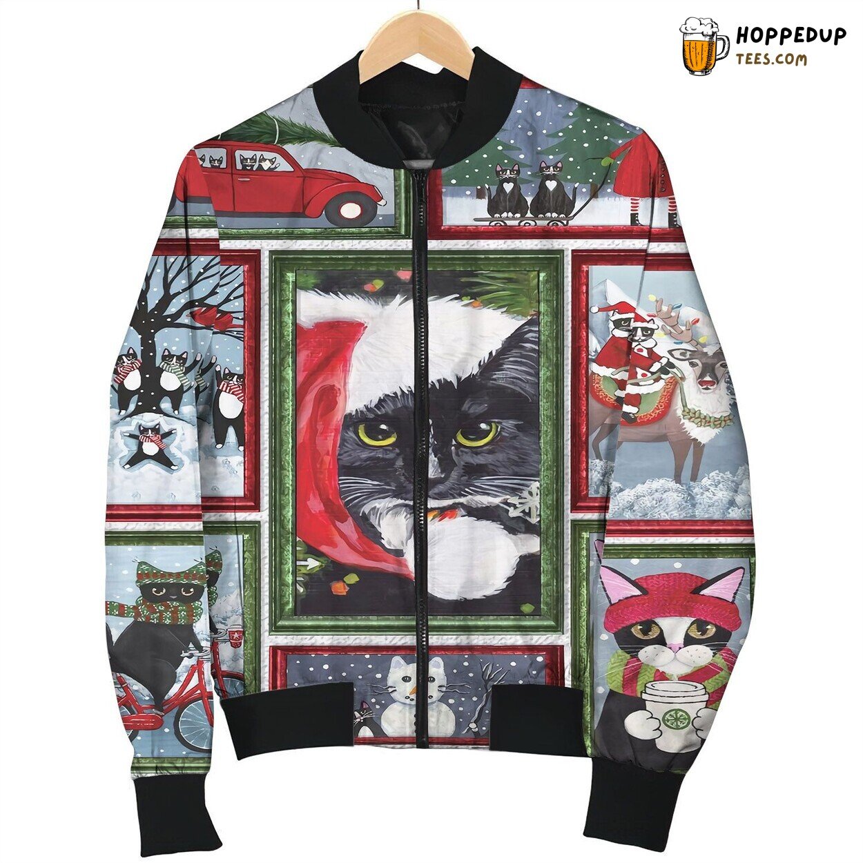 Holiday Spirit Christmas Cat Bomber Jackets Winter Feline Fest
