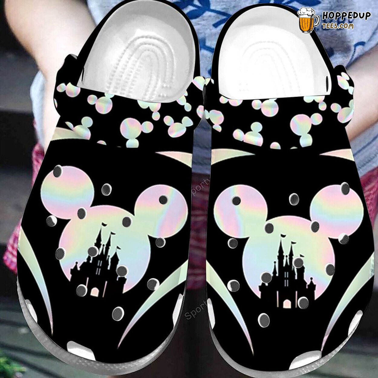 Holographic Disney Land Mickey Mouse Themed Unique Clogs Shoes