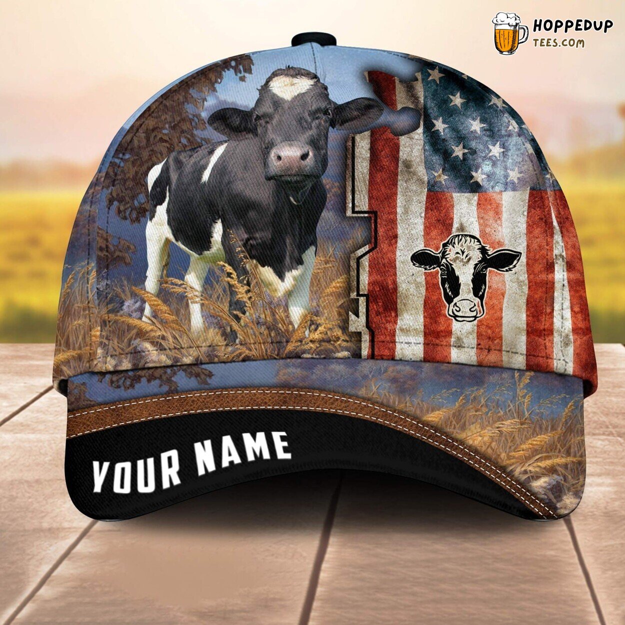 Holstein American 3D Cap Printed Baseball Lovers Leather Pattern Animal