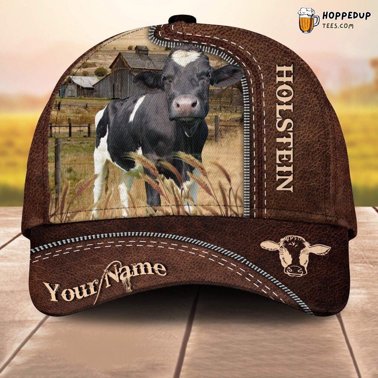 Holstein Leather 3D Customized Baseball Cap Animal Lovers Farm Print