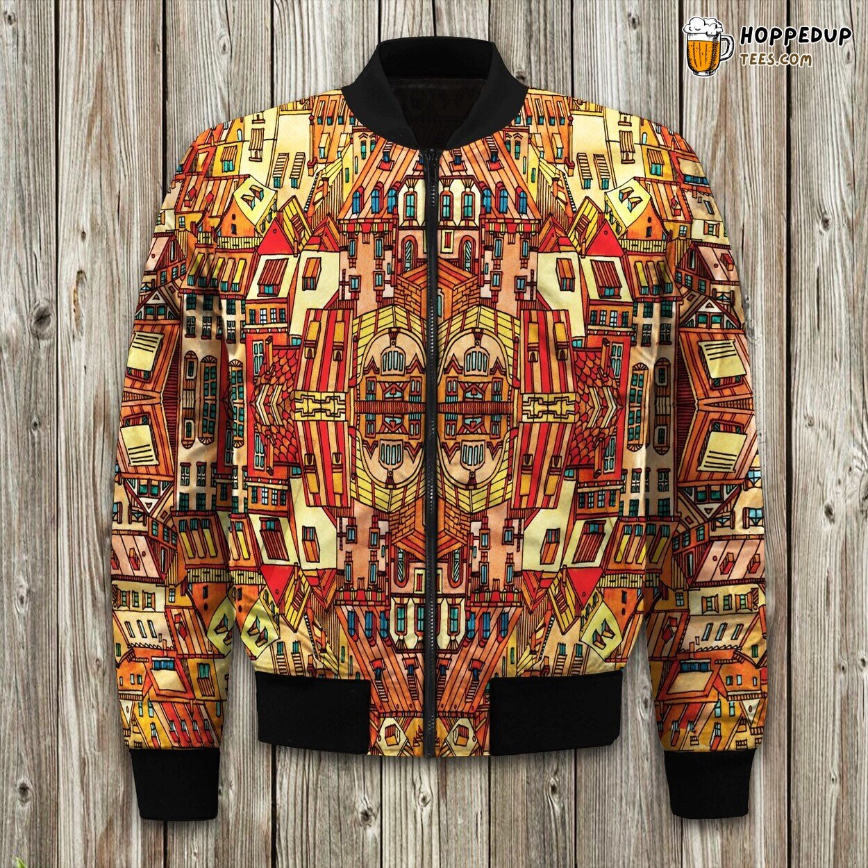 Home Red Mainly Pattern Bomber Jacket