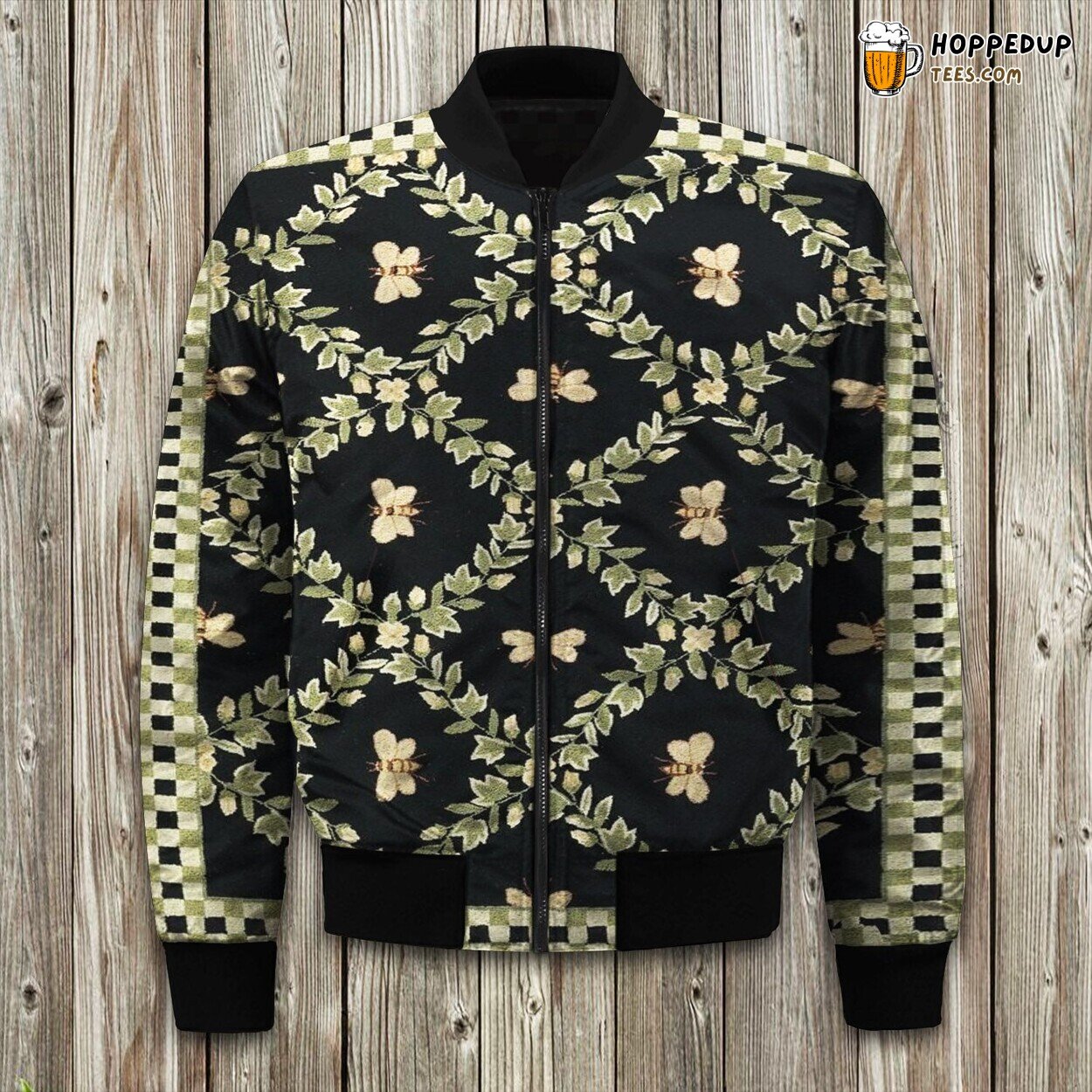 Honeycomb Bee Design Winter Bomber Jacket Tailored Unique Elegance Craft