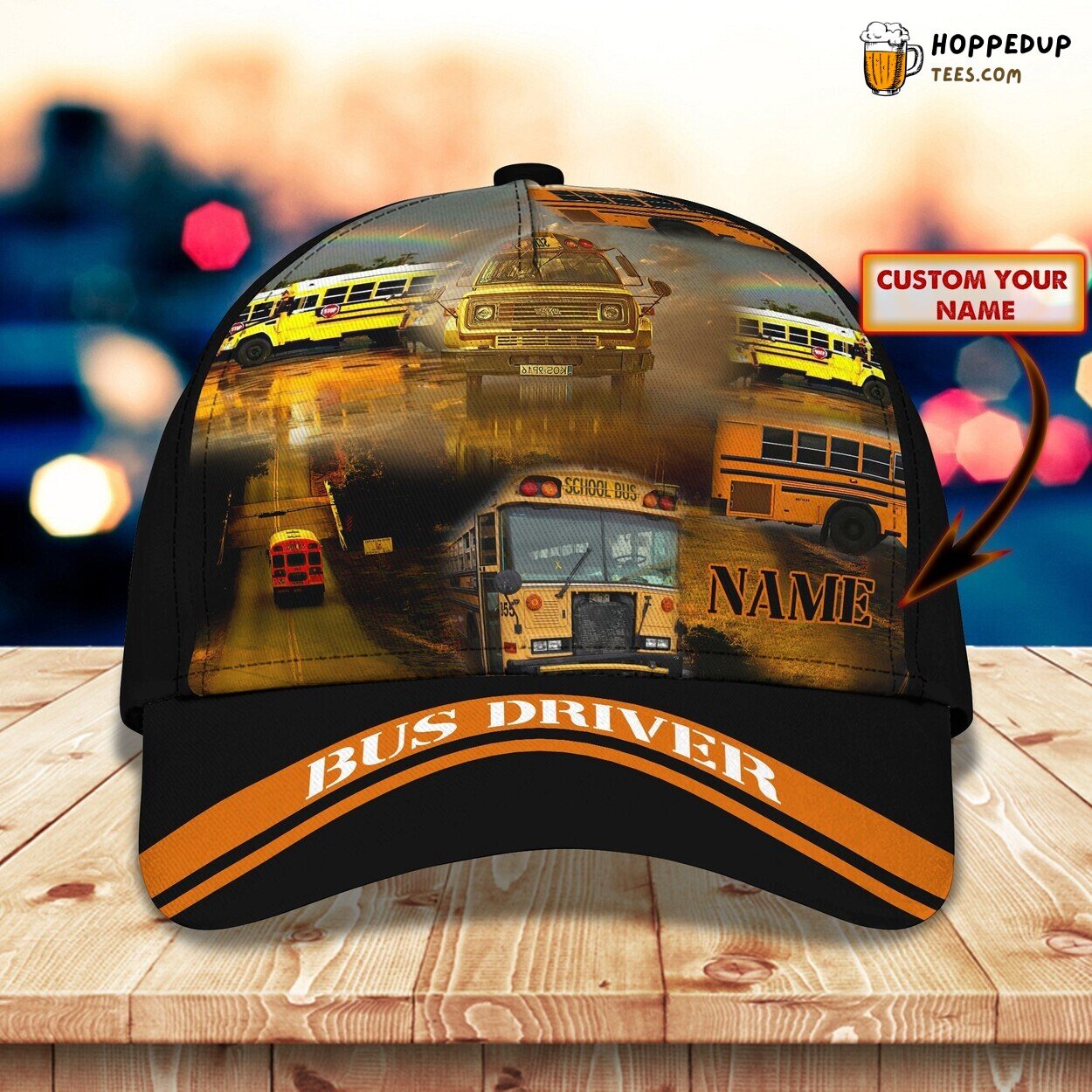 Honk and Drive Displayed in Personalized 3D Classic Cap Bus Driver Honor