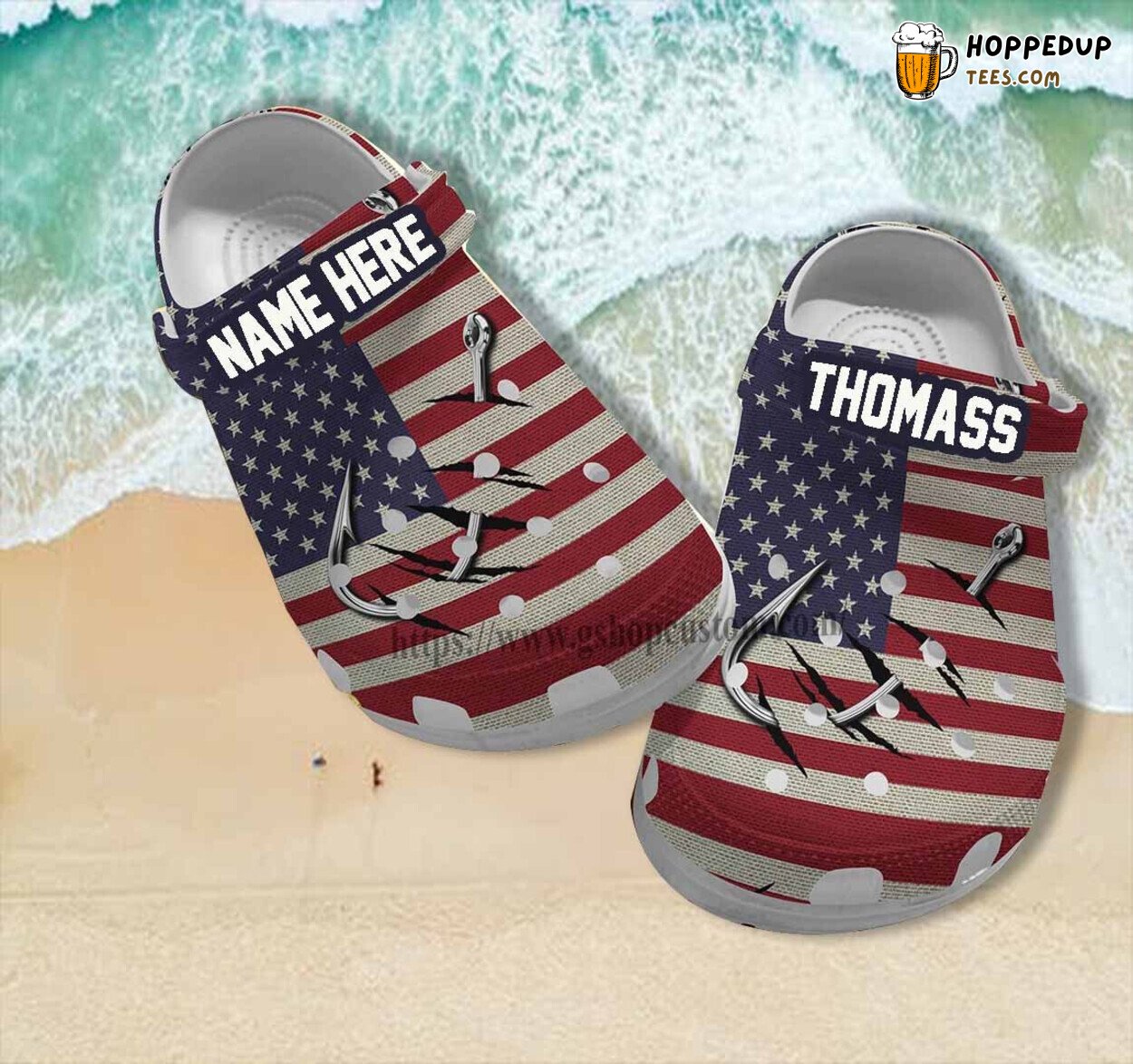 Hook Fishing America Flag 3D Croc Shoes Father’s Day Personalized Gift