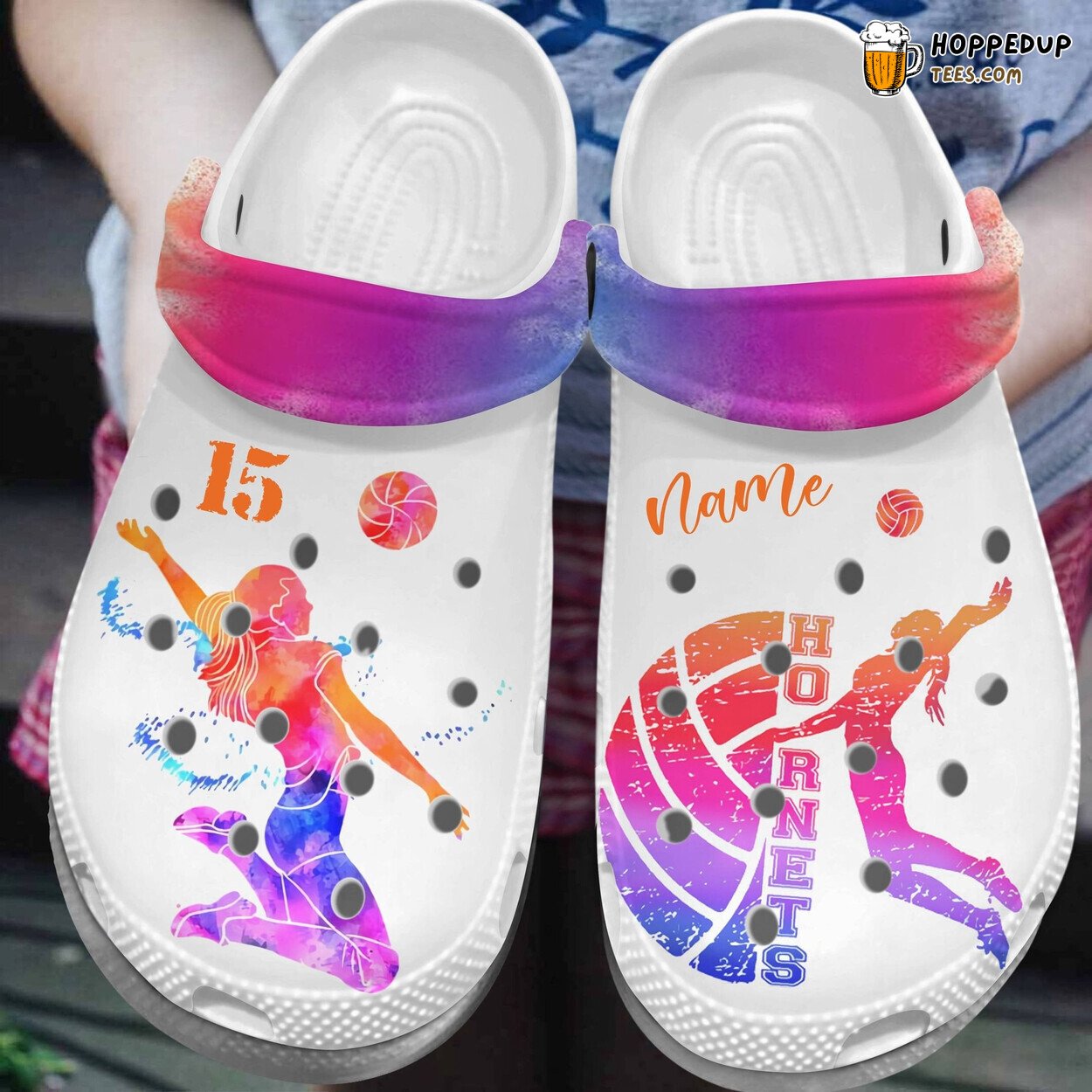 Hornets Volleyball Outdoor Birthday Gift Women Girl Croc Shoes