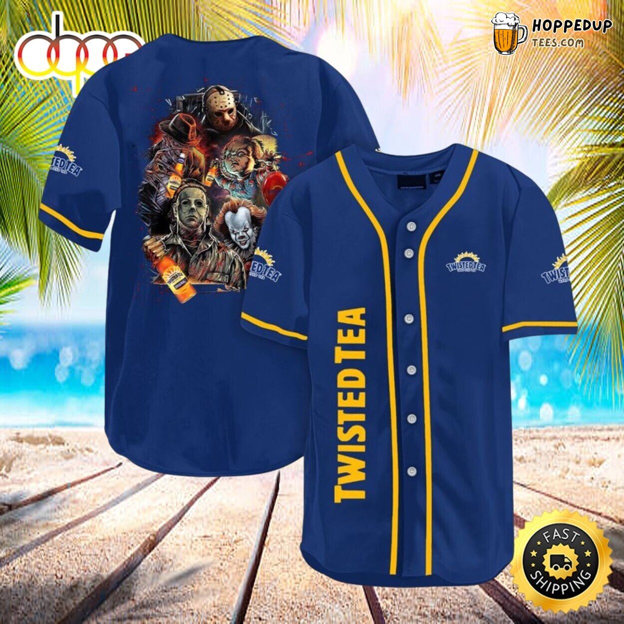 Horror Characters Twisted Tea Inspired Baseball Jersey Shirt Art