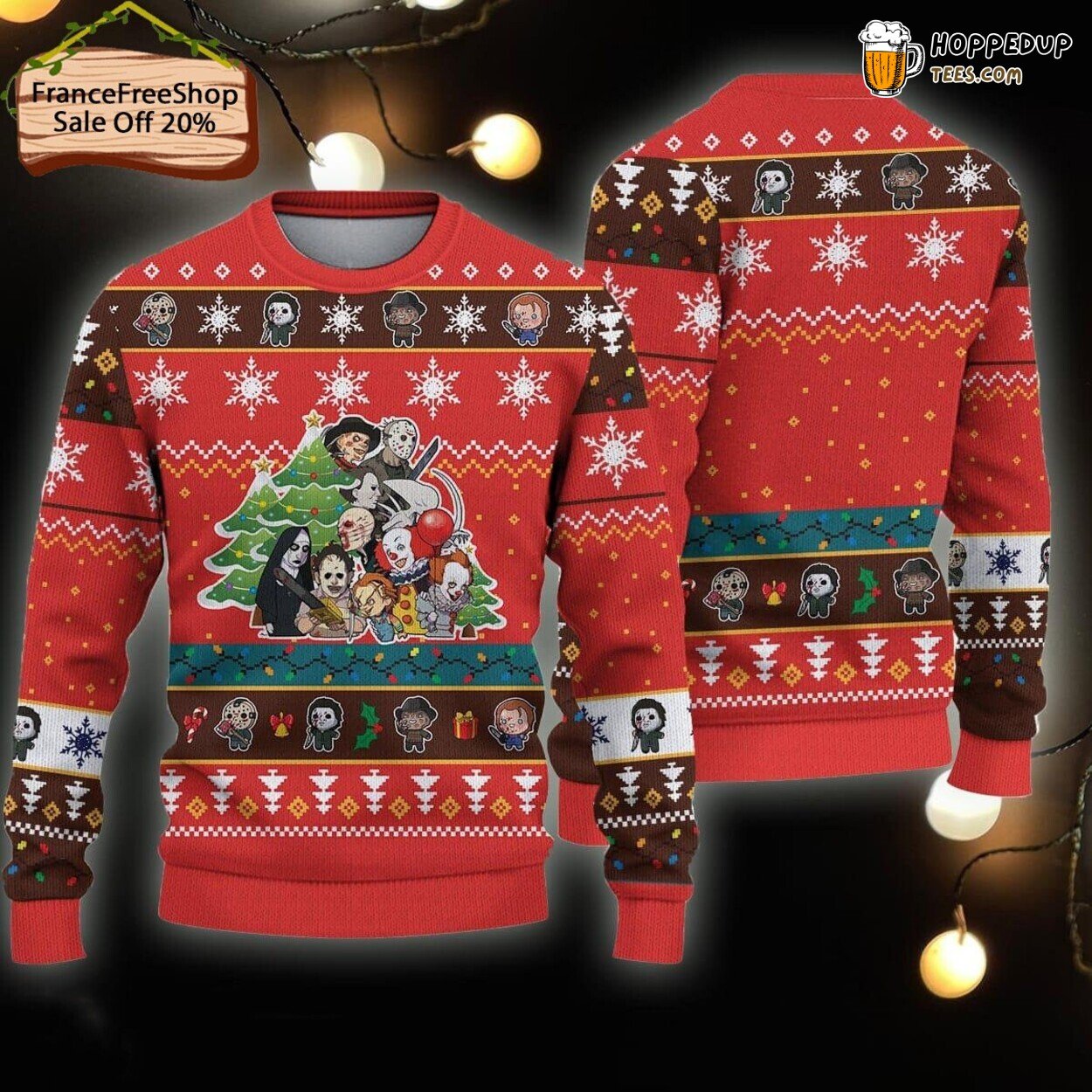 Horror Christmas Ugly Sweater Movie Theme Halloween Scary Design