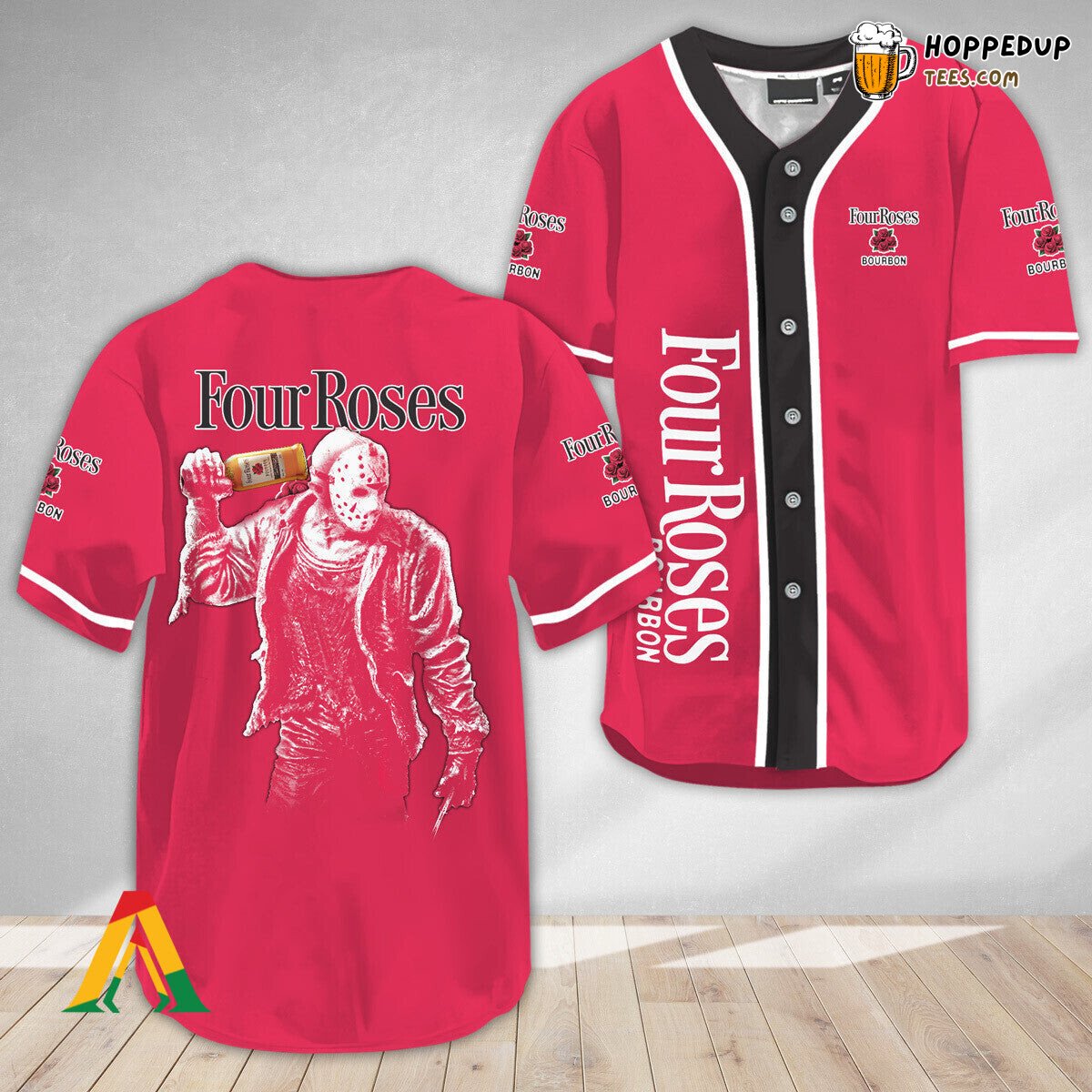 Horror Jason Four Roses Bourbon Tribute Baseball Jersey Look