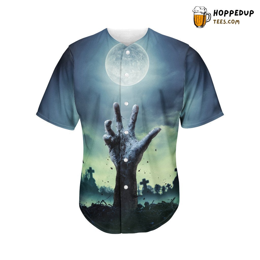 Horror Zombie Hand Rising 3D Printed Baseball Jersey Spooky Top