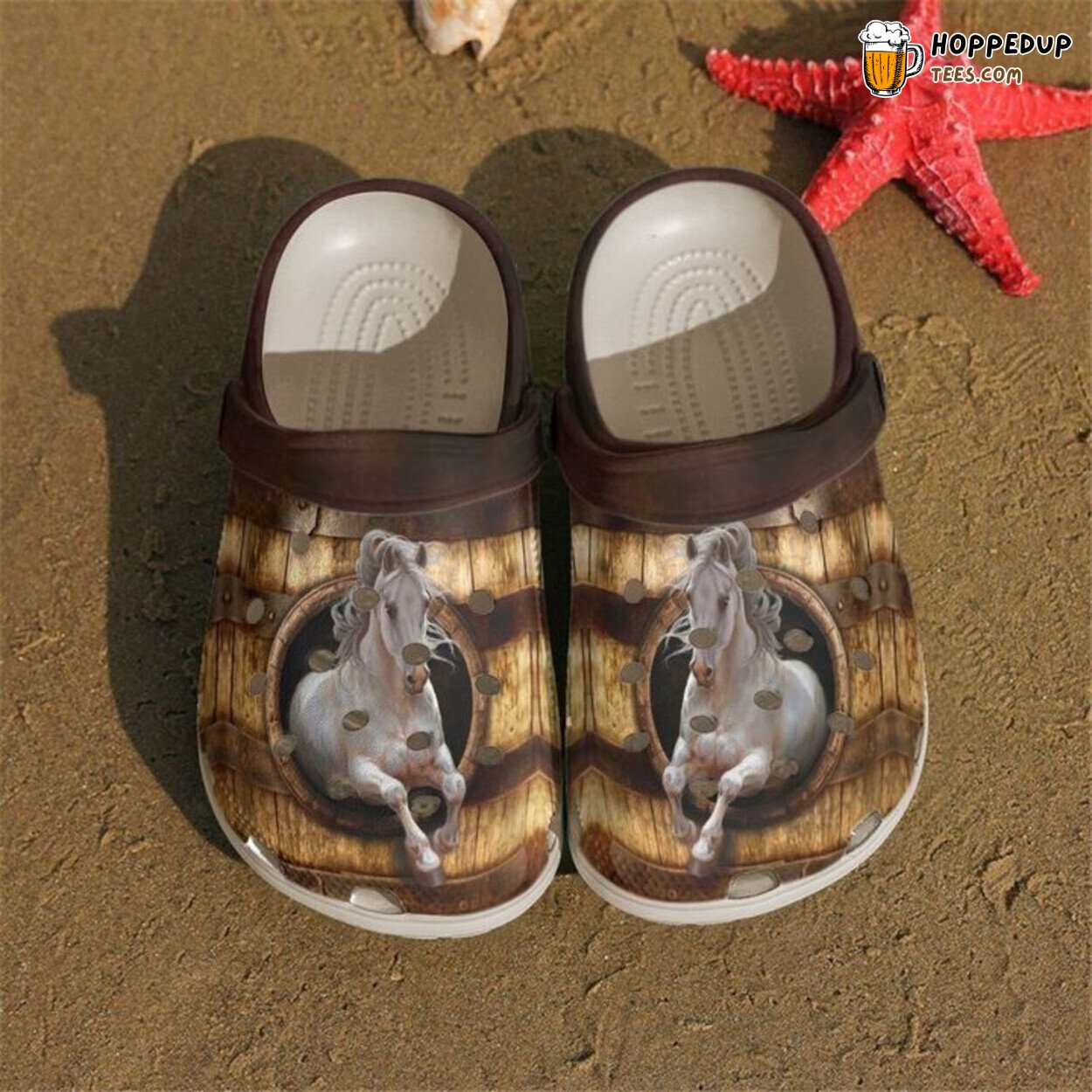 Horse Barrel Themed Comfortable Unique Design Clog Shoes Style