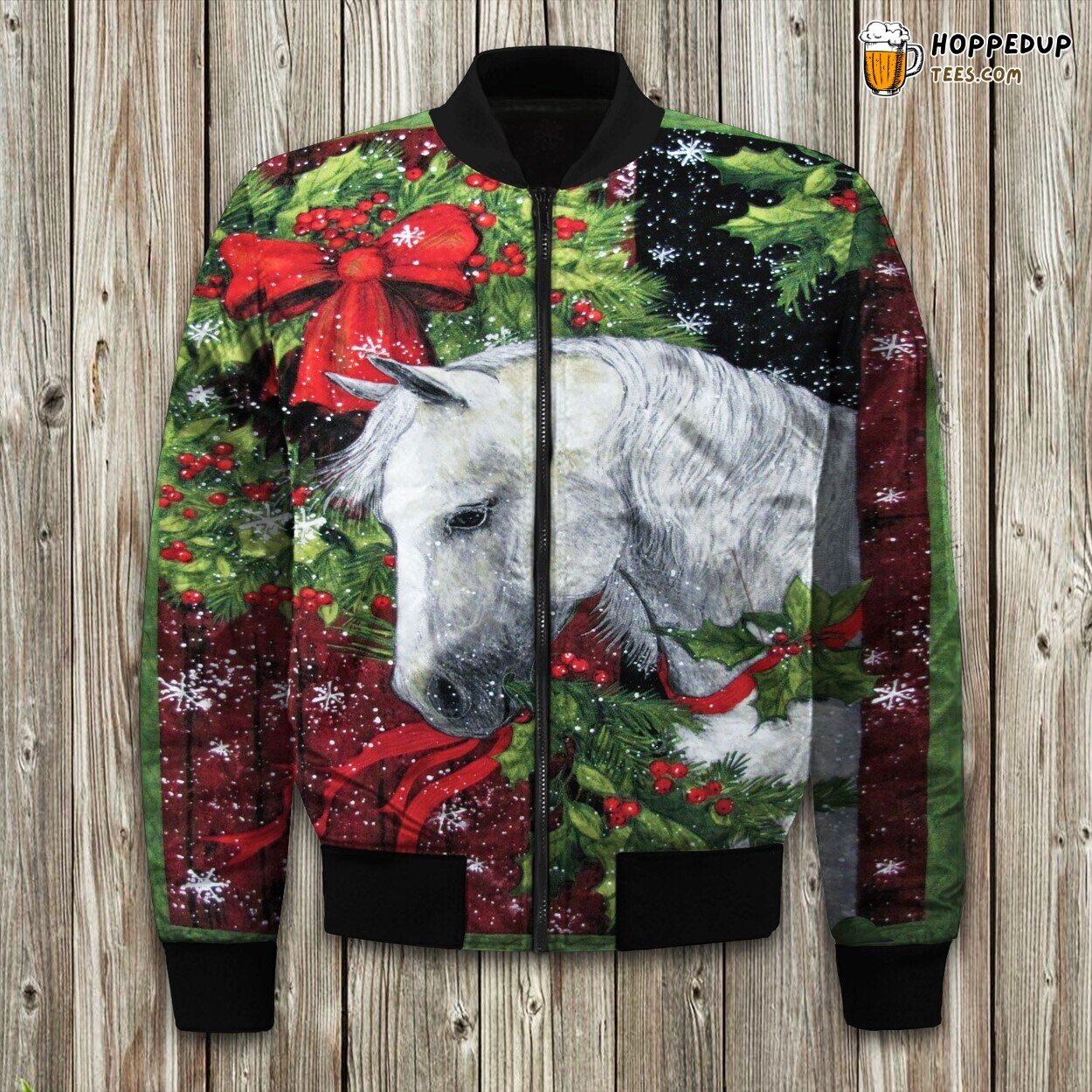 Horse Festive Spirit Christmas Winter Bomber Jacket Holiday Gallop