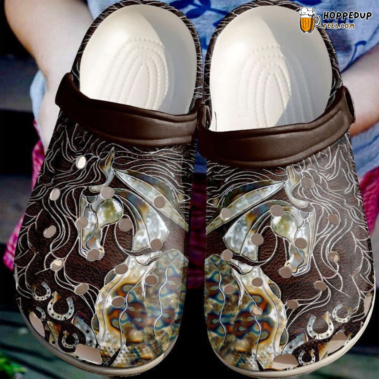 Horse Gorgeous Themed Comfortable Clog Shoes Unique Equestrian Inspired Design
